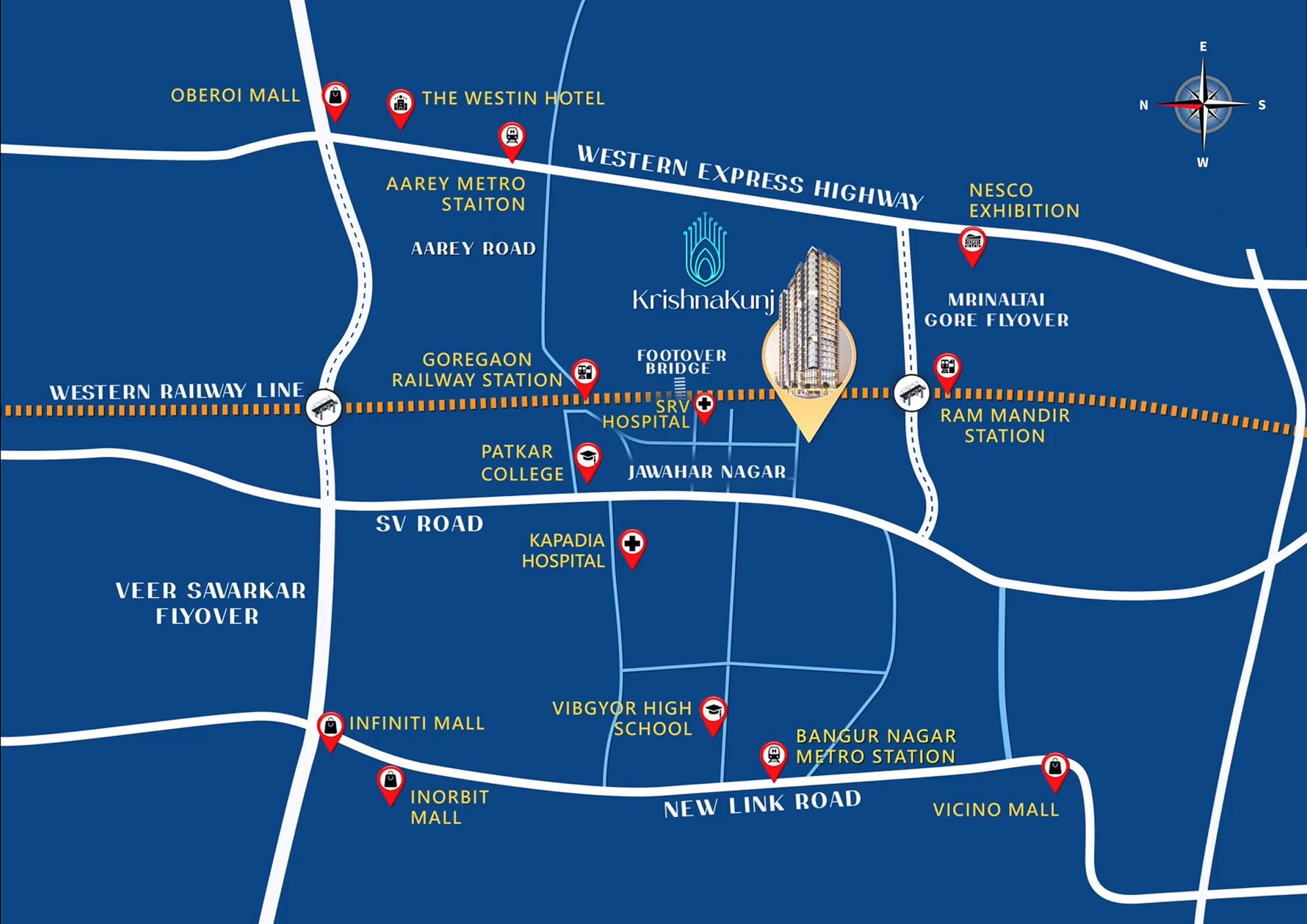 Krishna Kunj 360 Location Map - Strategic Location in Goregaon West Mumbai - Residential Property